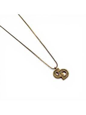 Christian Dior Gold Tone Crystal CD Logo Necklace